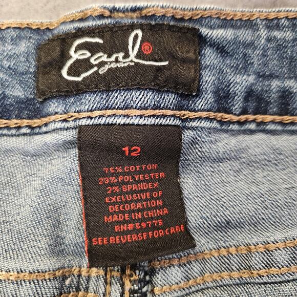 EARL JEAN Denim Shorts Womens 12 Blue Multi Floral Embroidered Boho Festival - Picture 4 of 10